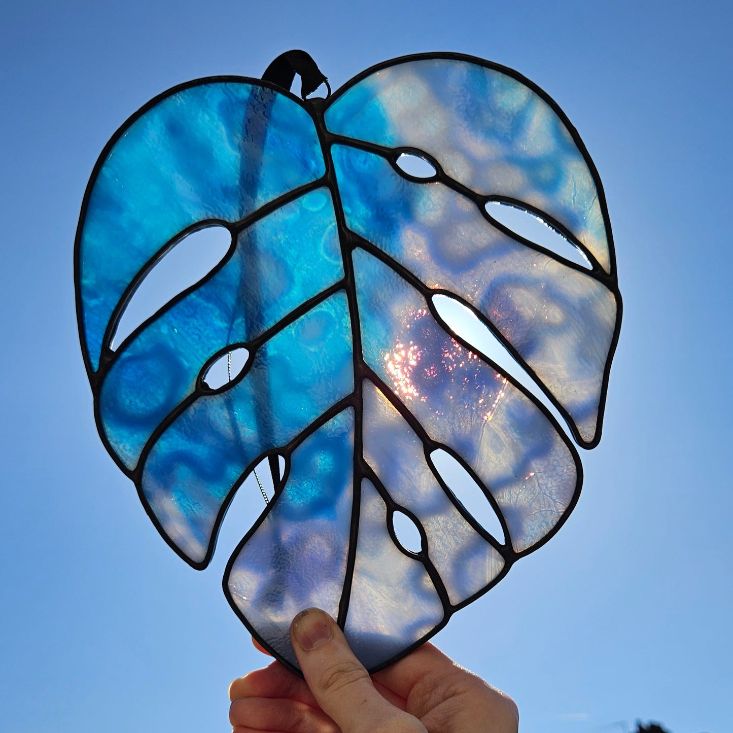 Mottled Blue Monstera Leaf